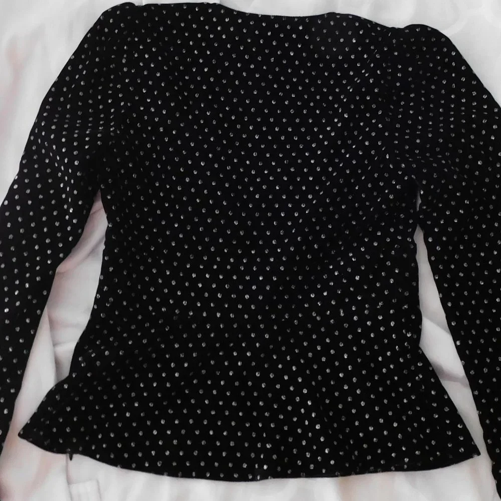NWT - Express - Sexy Deep V-Neck Velvet Top with Sparkle, SZ: XS - Picture 8 of 10
